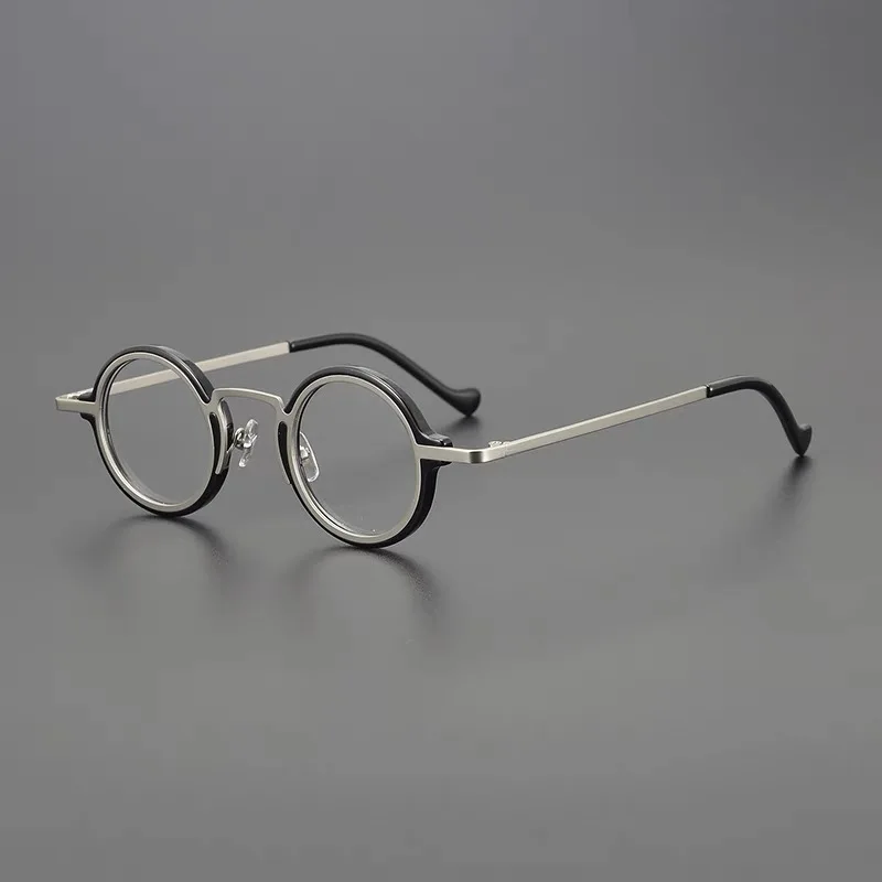 Vintage titanium acetate glasses frame Men women ultralight personality round optical glasses frame myopia prescription glasses