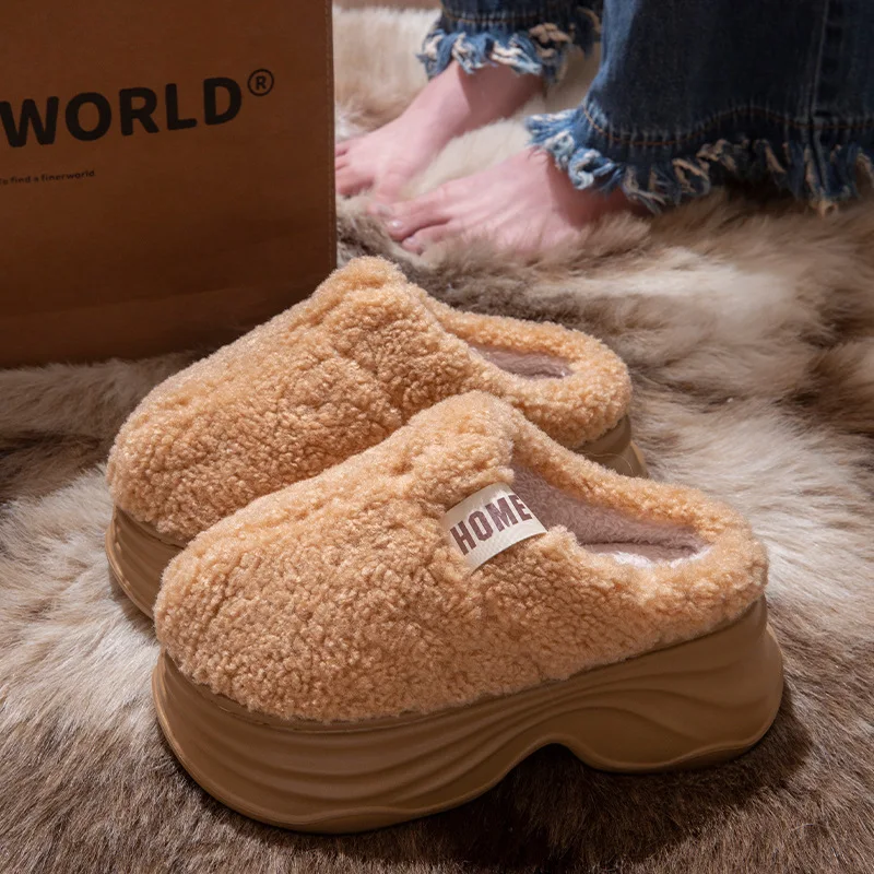 

Women's Slippers Winter Thi Bot Anti-Slip Fce Lined Indoor Home Slippers Soft Plu Warm Cotton Slippers Comfortable Home Shoes