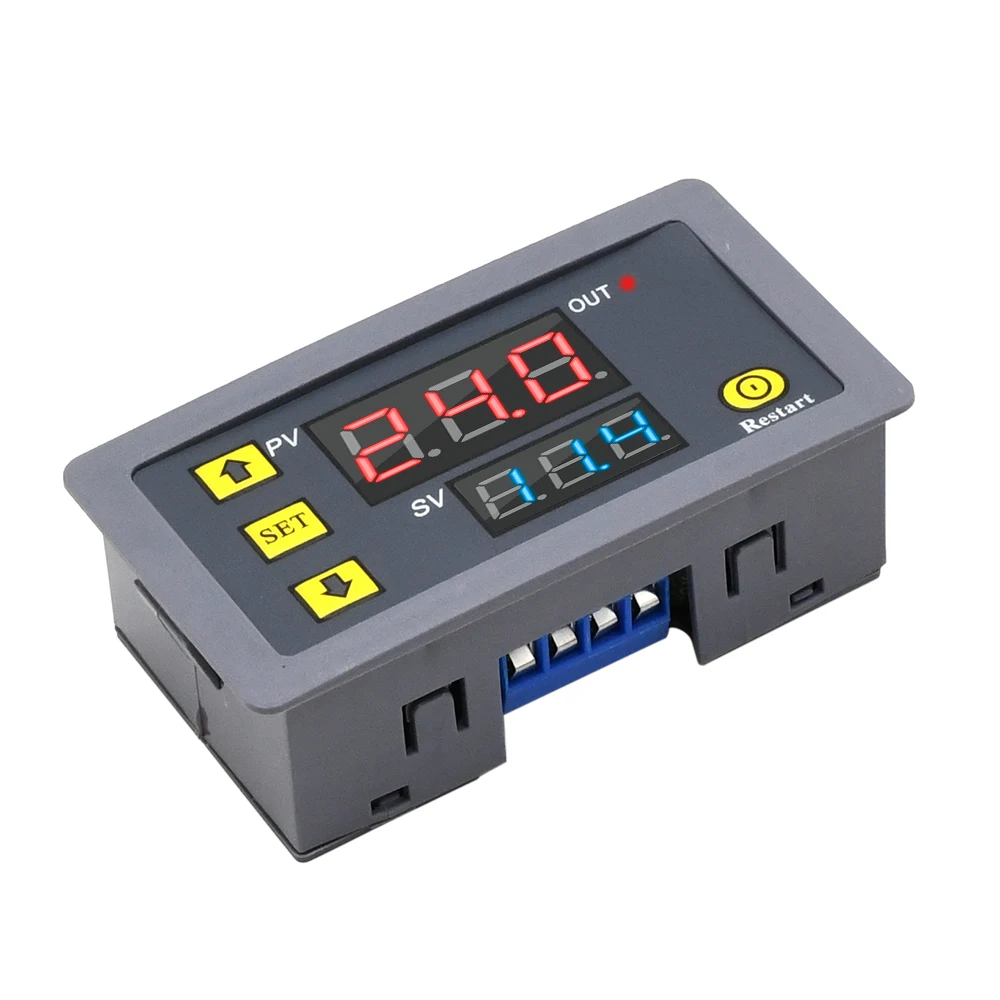 T3230 110V 220V 12/24V Digital Time Delay Relay Red Blue Dual Led Display Cycle Timer Control Switches Adjustable Relay 12v