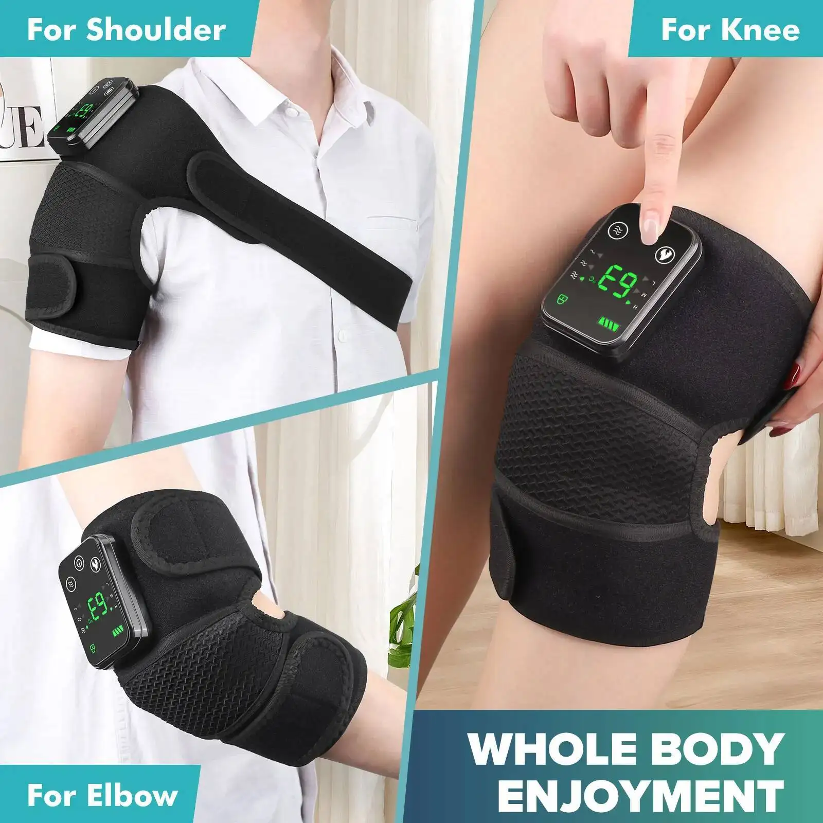 Heating Massager Joint Physiotherapy Hot Compress Vibration Massage Elbow Shoulder Support Thermal Knee Pad Relieve Arthrit