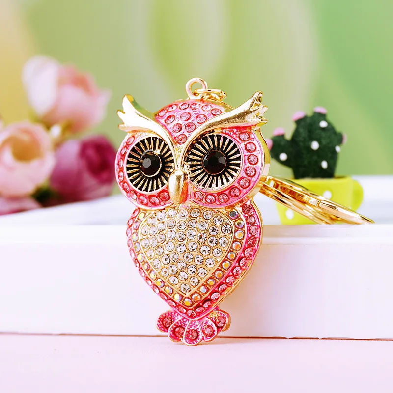 Owl Crystal Keyring Charm Pendant Handbag Purse Bag Key Ring Chain Keychain Gift