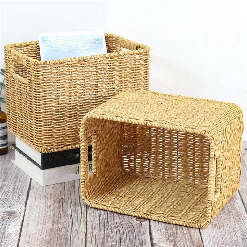 

A19F-Storage Basket Hand-Woven Rattan Wicker Basket Various Item Arrangement Nesting Basket S