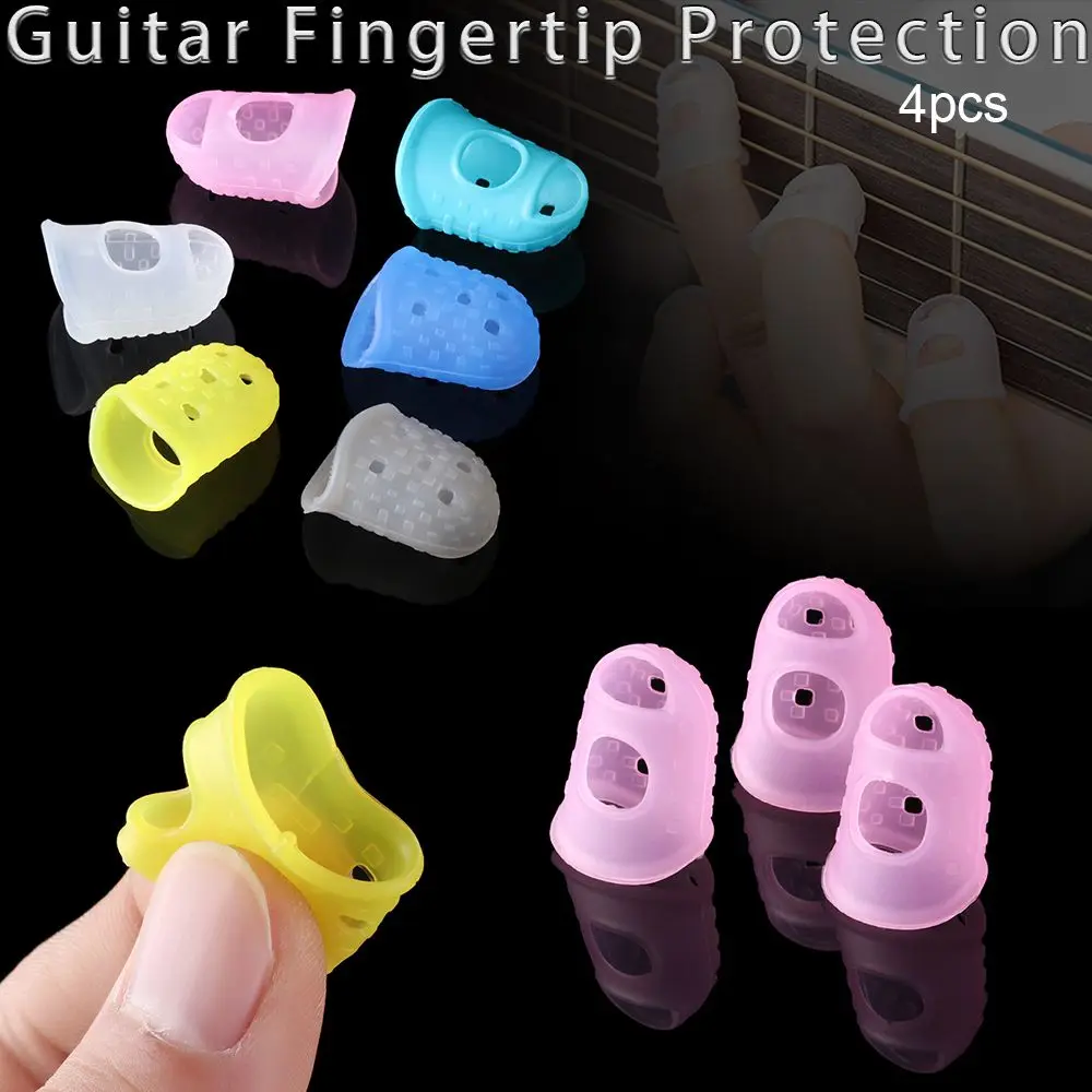 XS/S/M/L/XL Silicone Antipain Fingerstall For Ukulele Guitar Fingertip Protection Guitars Press Accessories Finger Guards