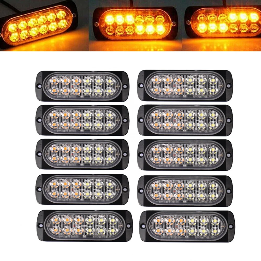 10PCS Car Flash Strob Light 12V 24V Trailer Grill Emergency Warning Tail Light Side Marker Light Truck LED Strob Signal Lamp