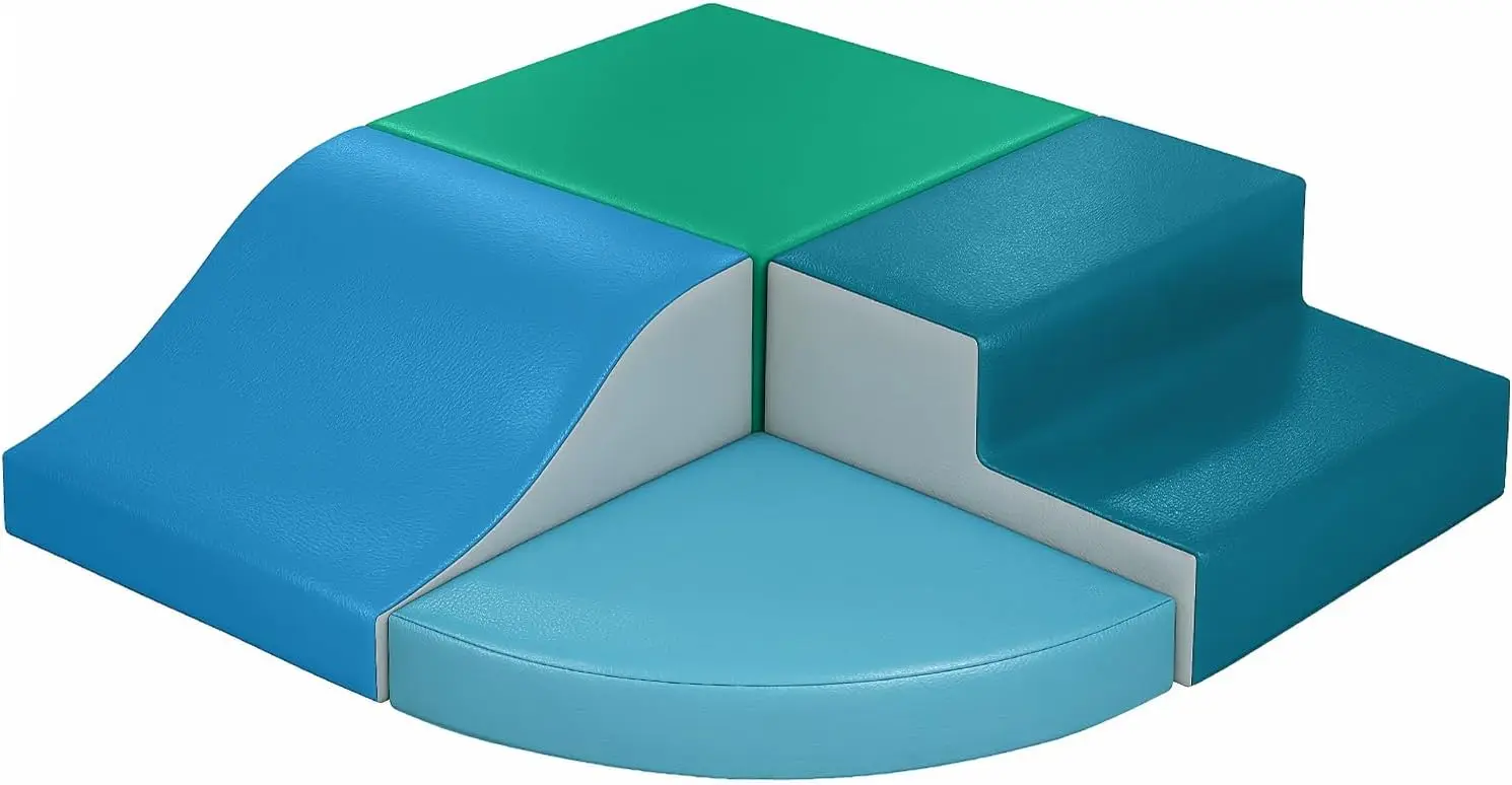 

4-Piece Soft Foam Climbing Blocks for Toddlers - Indoor Playground with PU Leather for Crawling and Sliding