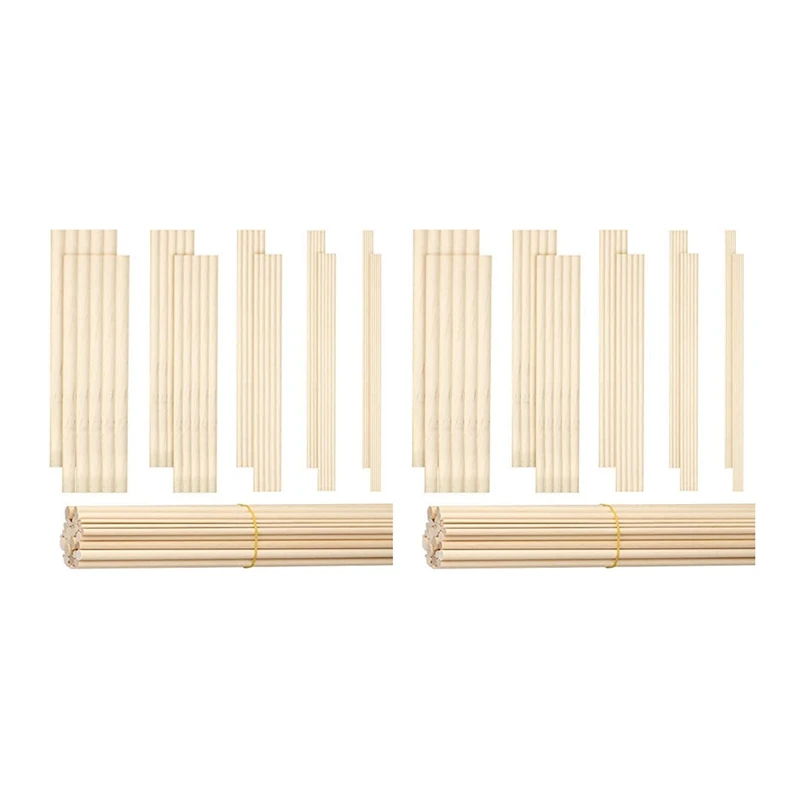 200 Pieces Dowel Rods Wooden Dowel Rod Craft Wood1/8,3/16,1/4,5/16,3/8X6inch Sticks For Crafting DIY Wedding Ribbon Wand