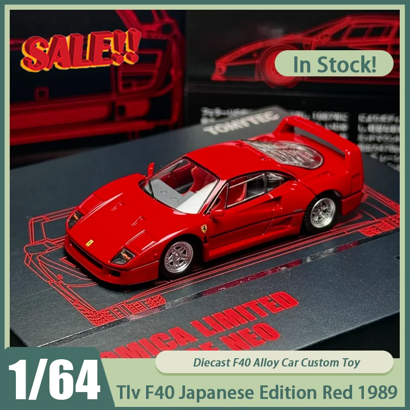 

New In Stock Tlv 1:64 F40 Japanese Edition Red 1989 Alloy Car Model Diecast Ornaments Custom Toys Kids Christmas Gift