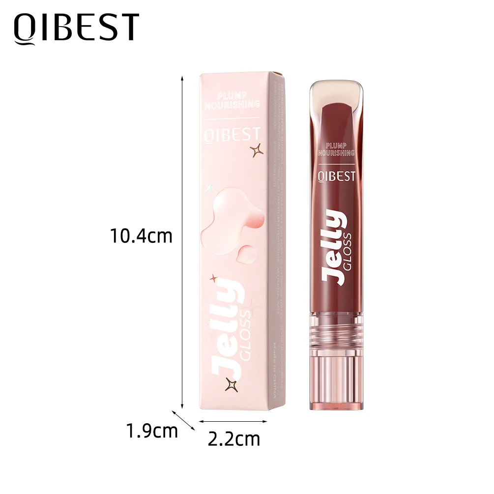 QIBEST Mirror Pearl Jelly Lipgloss Moisturizing Lasting Lipstick Hydrating Lightweight Lip Glaze Jelly Pout Lip Tint Cosmetics