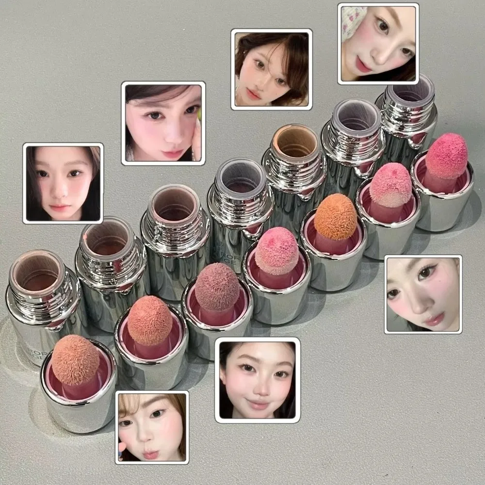 Blush líquido hidratante com cabeça de esponja, blush de cor gelatinosa de longa duração, multifuncional, iluminador líquido, maquiagem para bochechas