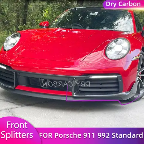 포르쉐 911 992 카레라 표준 2 도어 2019 2020 자동차 프론트 스플리터 바디 키트 용 Prepreg 드라이 카본 프론트 범퍼 스플리터