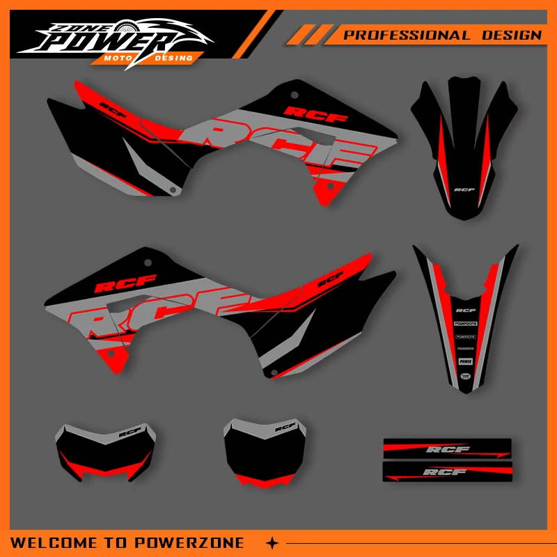 

POWERZONE Motocross Team Graphics Background Sticker Decal Kits For HONDA CRF250F 2019 2020 2021 250F Customized Number 01