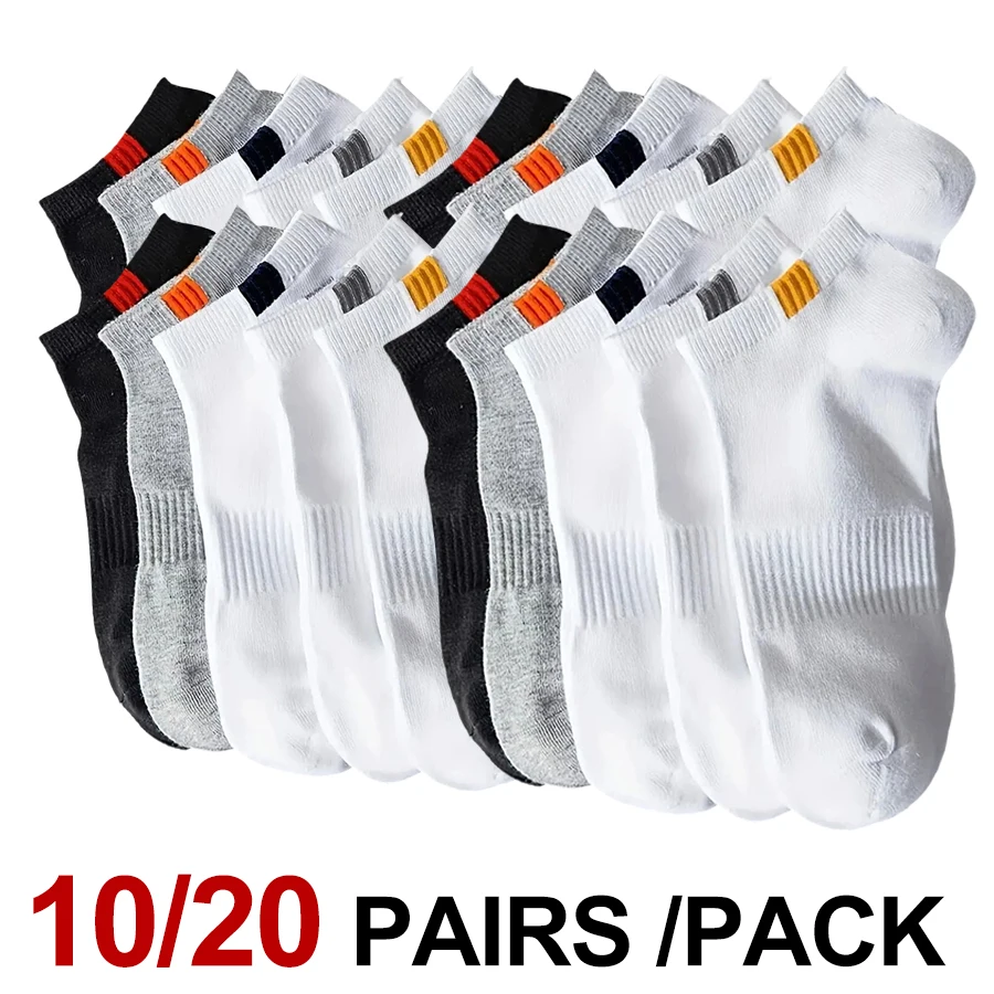 

10/20 Pair Neutral Solid Color Low-Top Sports Socks Spring Summer Sweat Absorbing Breathable Comfortable All-Season Leisure Sock