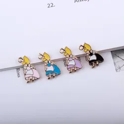 10pcs 18*11Mm Diy Alloy Alice In Wonderland Charms, Fashion Japan Girl Metal Pendants Jewelry Making Findings Wholesale Handmade