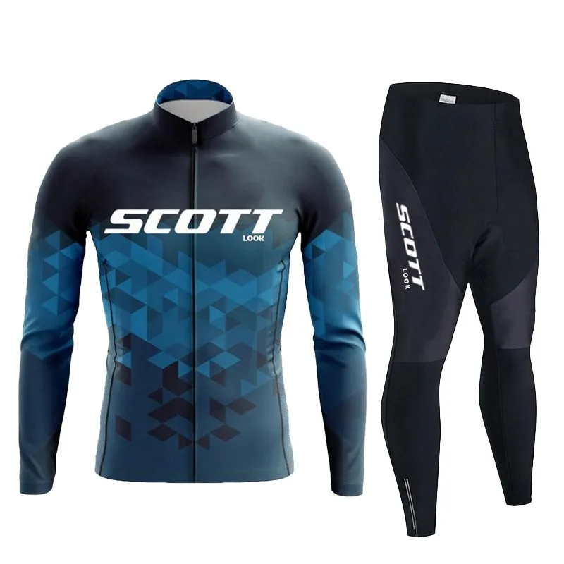 Ademende wielertrui met lange mouwen Set Bib Broek Ropa Maillot Ciclismo Fietskleding MTB Bike Uniform Herenkleding