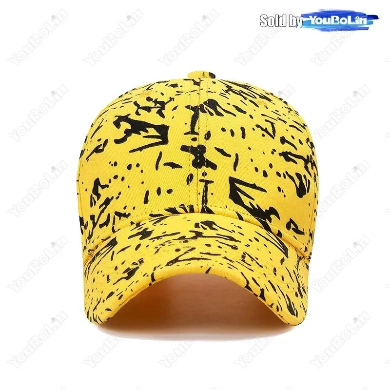 韓国版綿布ペイントドット落書きファッション帽子春と秋の若者学生トレンドサンバイザー野球帽