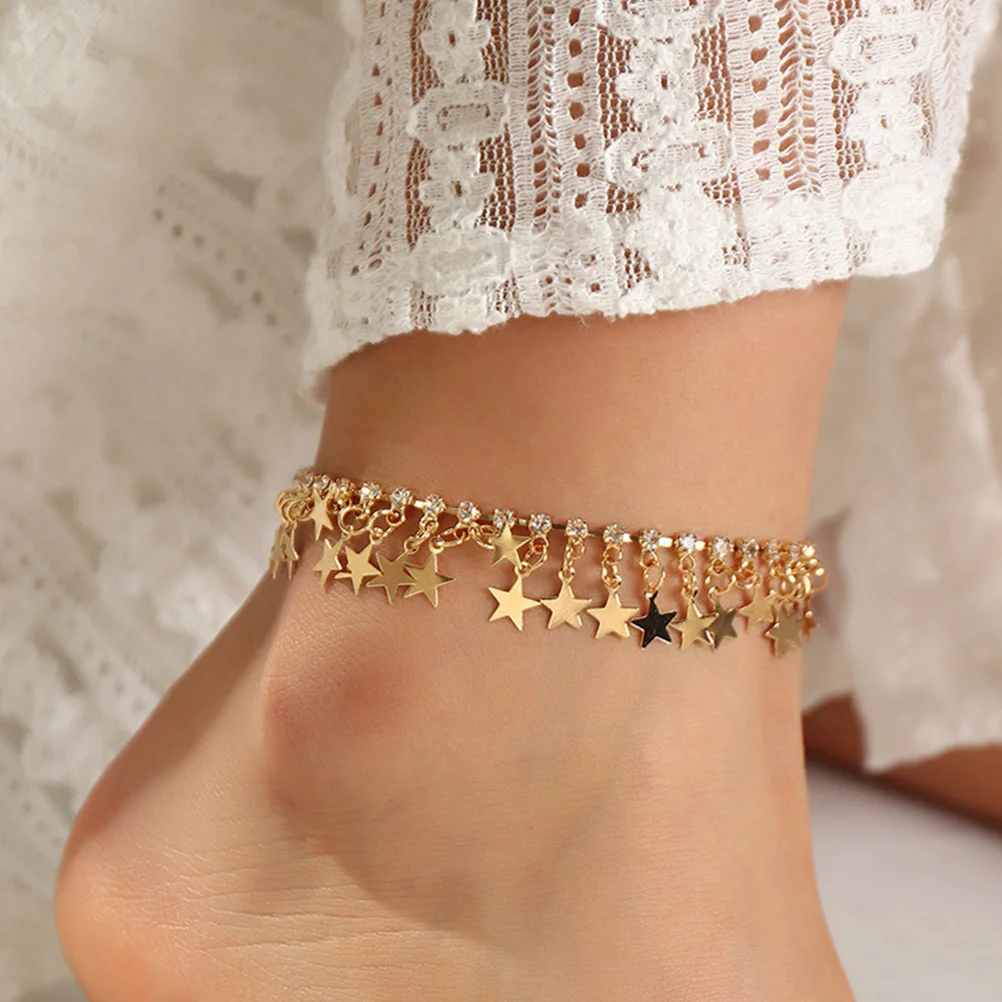 سلسلة الكاحل على شكل نجمة خماسية مجوهرات أنيقة للقدم للفتيات إكسسوارات عصرية هدية عيد الميلاد والذكرى السنوية سلسلة خلخال #1