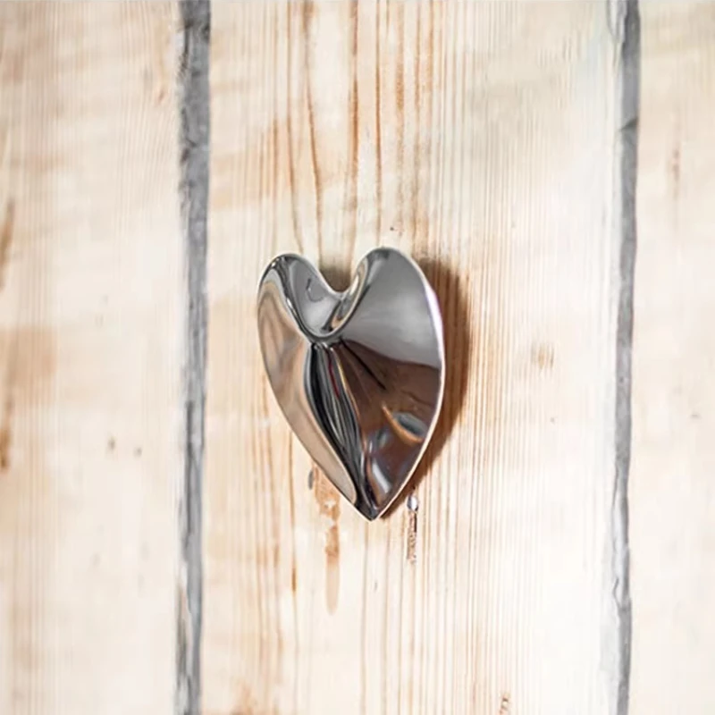 

Stainless Steel Heart Hook Creative Entryway Coat Rack Wall Mounted Hat & Clothes Hanger Unique Artistic Home Decorative Hooks