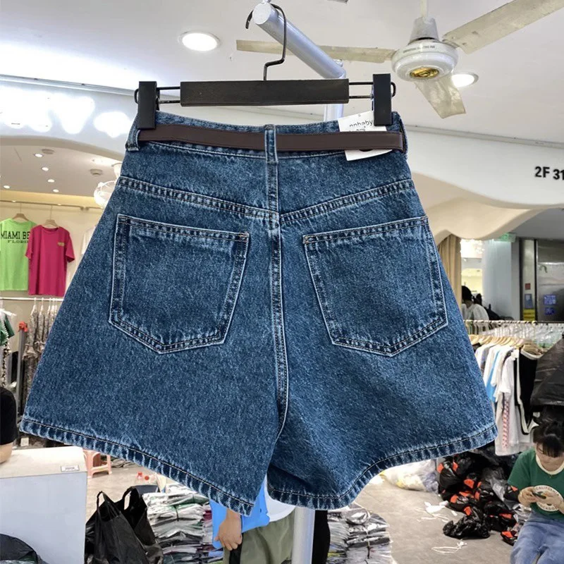 Short en jean Simple à jambes droites pour femmes, taille haute, épicé, décontracté, ample, amincissant, jambes larges, nouvelle collection été