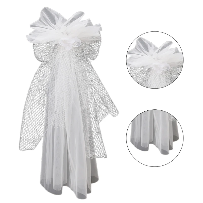 Wedding Layered Veil Bridal Tulles with Bowknot Marriage Registration Lace Tulle