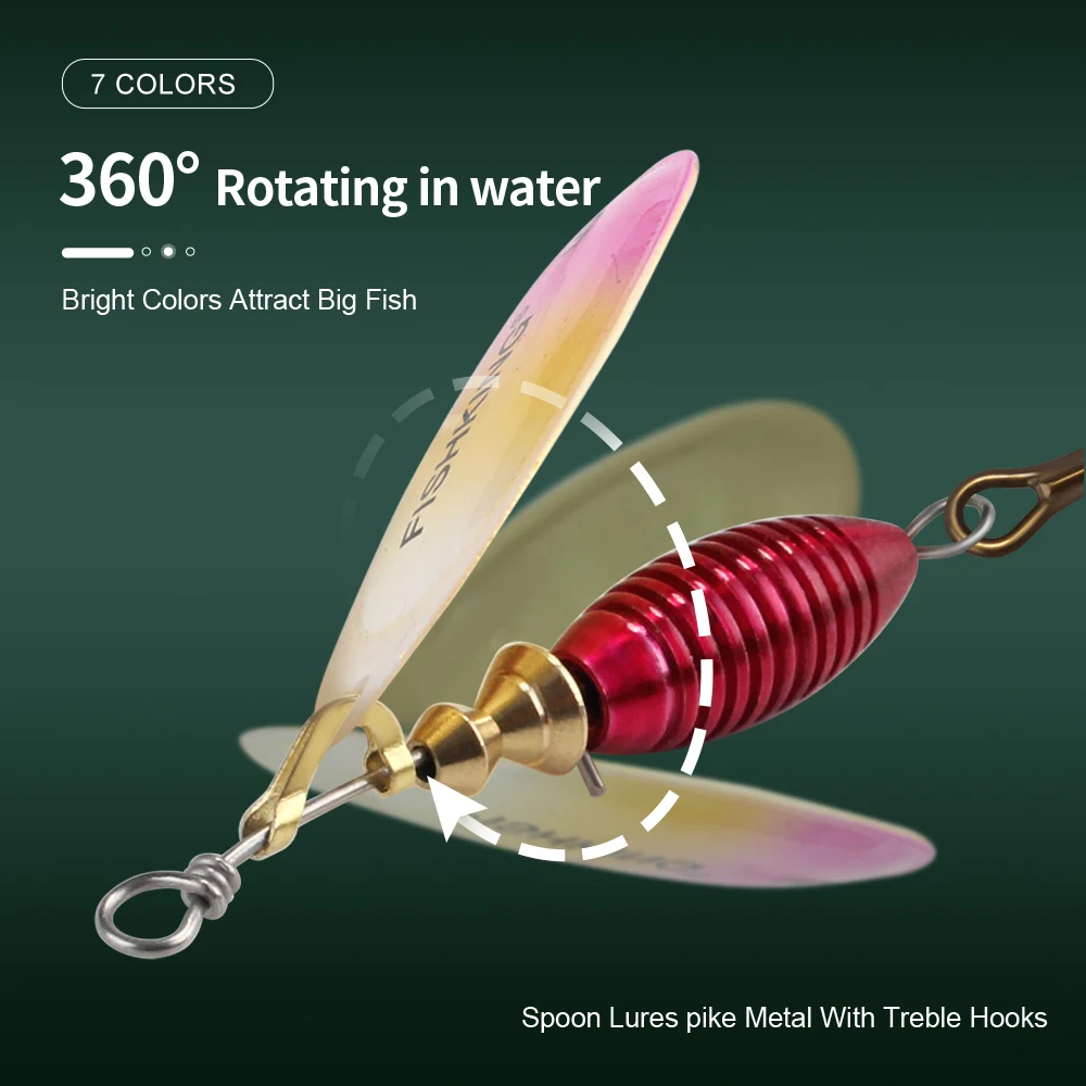 NGB 7 ألوان سبينر إغراء 4 جرام/4.8 جرام/7 جرام 10 جرام/14 جرام مع خطاف ثلاثي ملعقة معدنية إغراء الصيد الصلب الصيد معالجة الطعم #6