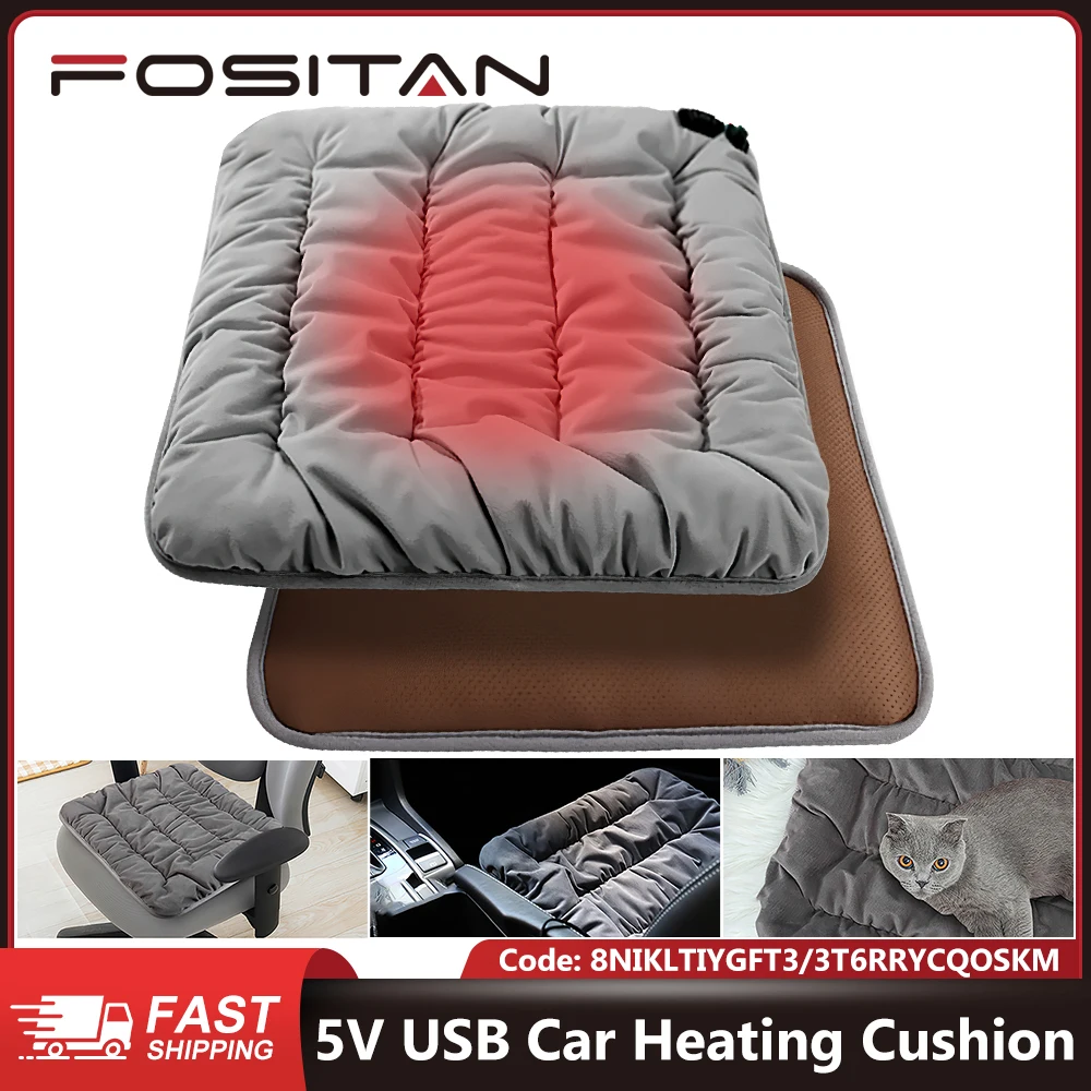 

5V USB Car Heating Cushion Electric Heated Pads Anti-slip Universal Winter Heating Warmer Cushion for Car Seat Home Office Chair