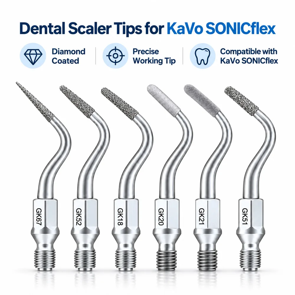 For KAVO SONICflex 2003 Dental Ultrasonic Scaler Scaling Tips GK18 GK20 GK21 GK51 GK52 GK67 GK81 GK83 GK84 GK85 diamond Coated