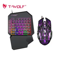 T-WOLF TF900 One-handed Game Keyboard with Palm Rest Wired Mobile Controller Mouse Converter RGB Keyboard for Android IOS