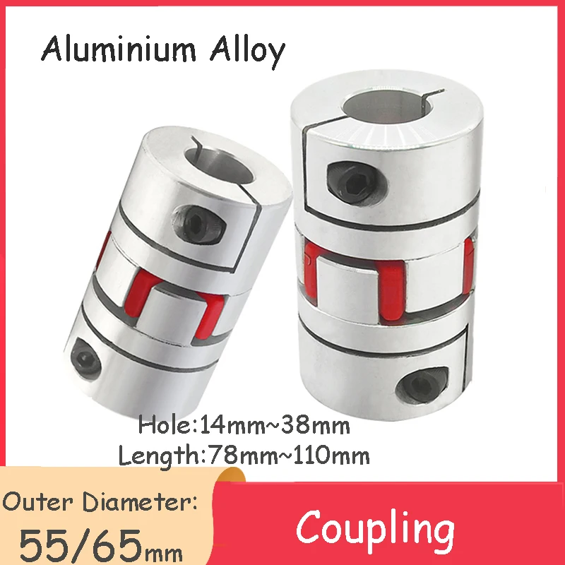 Flexible Shaft Coupling 55/65mm O.D. Aluminium Plum Motor Connector Flexible Coupler CNC Machine Servo Stepped Motor OD x Lx H