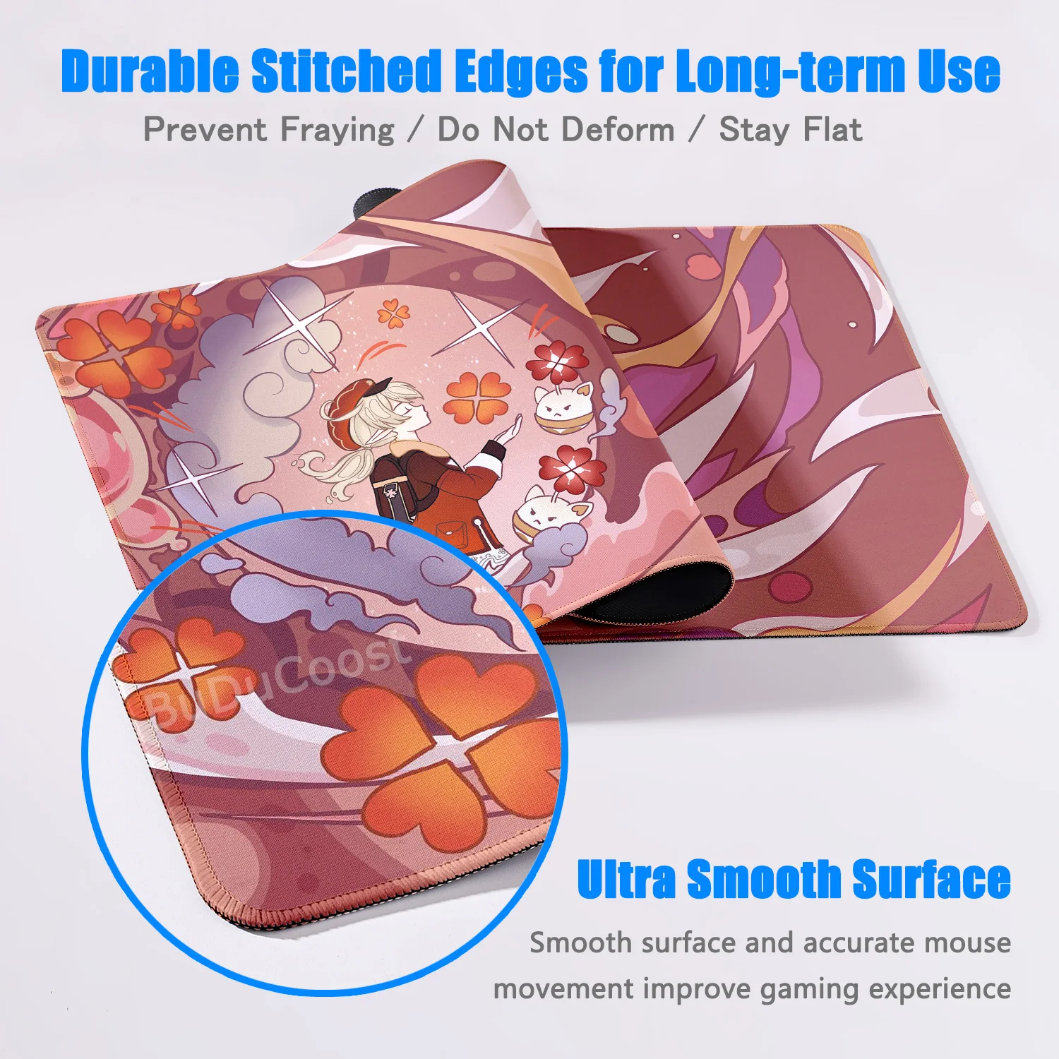 Large Gaming Mousepad Kawaii Genshin Impact Hu Tao Anime Deskmat Natural Rubber Keyboard Pad Pc Accessories Table Protector Rugs