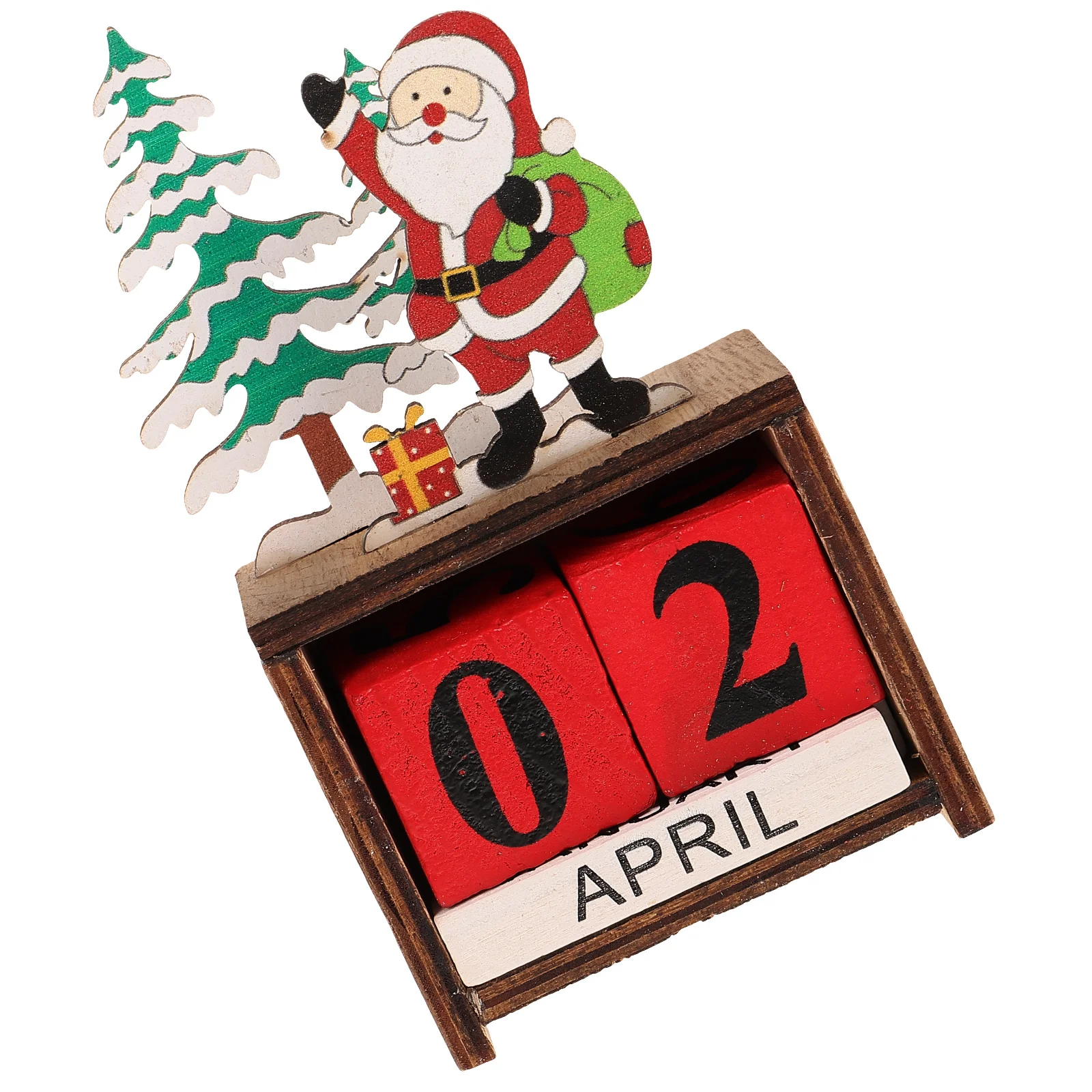 

Illuminated House Shape Wooden Calendar Luminous Desk Perpetual Reusable Rotating Blocks Christmas Gift Home Office Decor