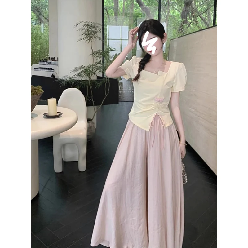 도프네 여름 의상 세트 여성용 오르트 스웨트 티셔츠와 테르 네 스커트 투피스 세트 에이지 디파이닝 패셔너블