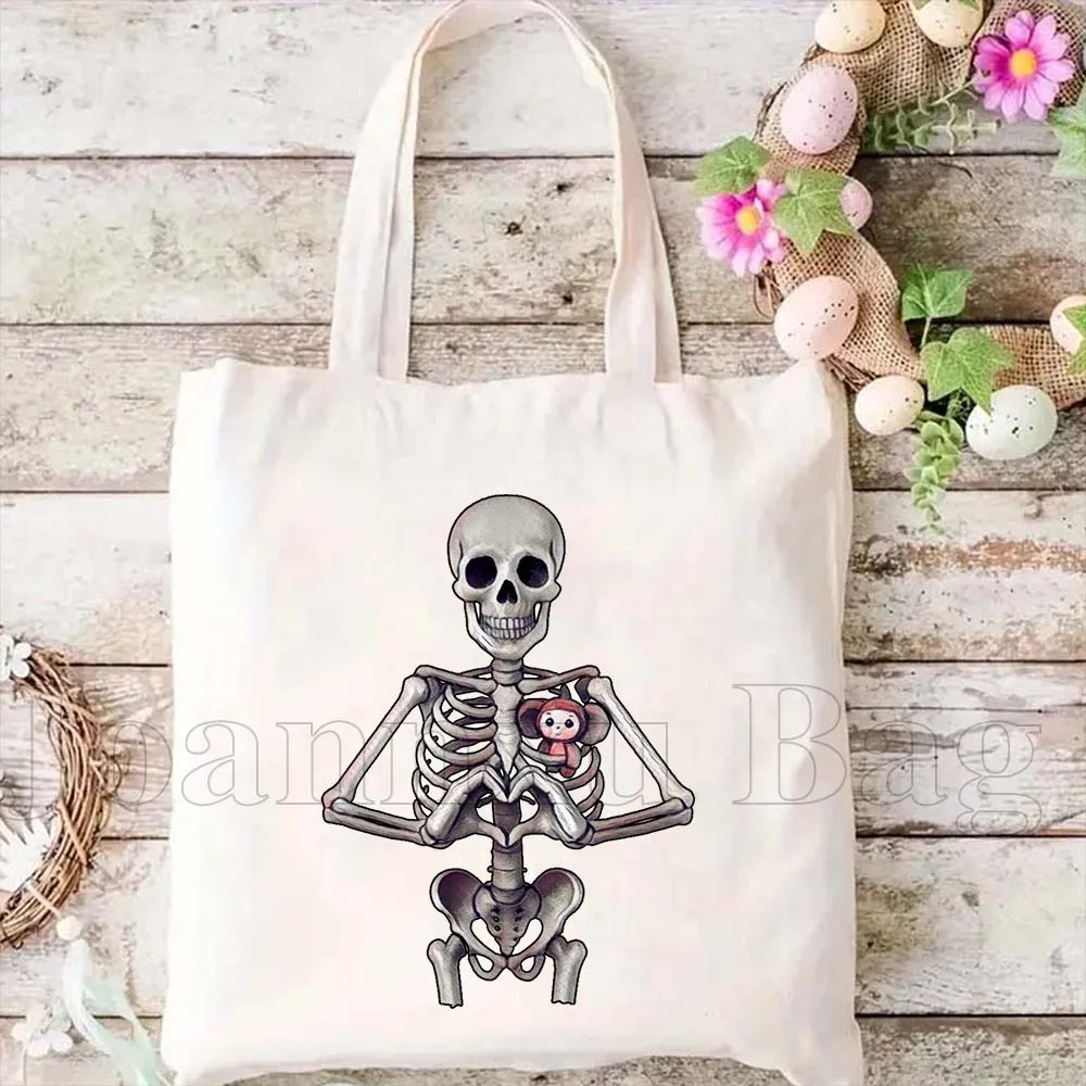 Funny Soviet Russian Cheburashka Cartoon Russian Bear Large Capacity Durable Canvas Funny Tote Bag Printed Handbag For Shopping