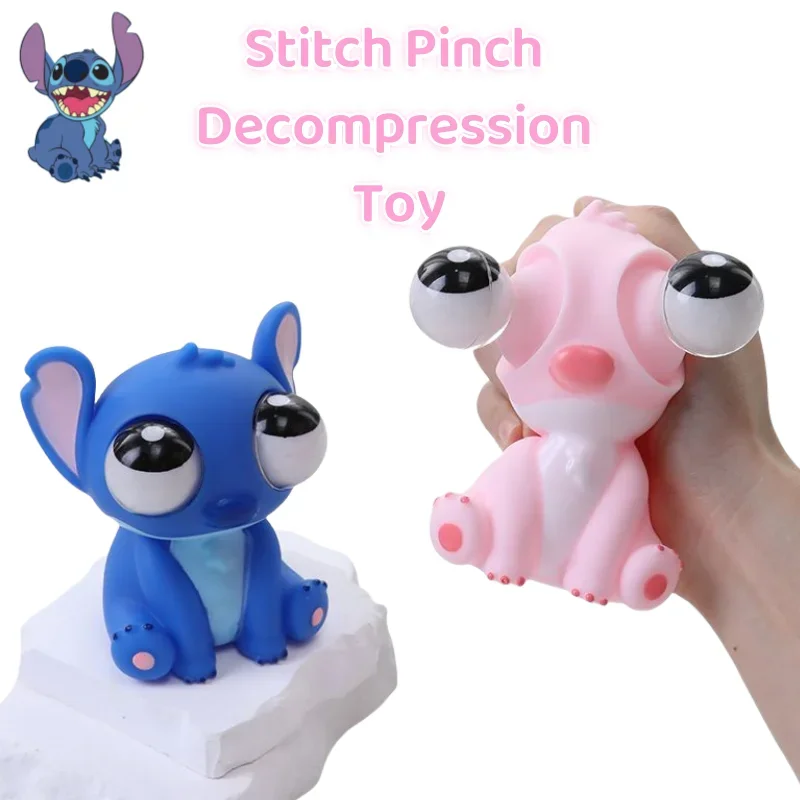 Disney Angel Stitch Cartoon Exploding Eyes Decompression Toy Figure Model Creative Squeeze Staring Pinch Desktop Ornament Gift