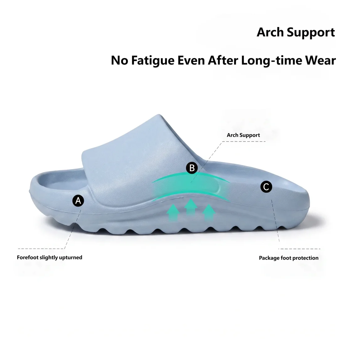 Men Matte Black EVA Slide Sandals One-piece Molded Thick Platform Soft Cushion Non-slip Casual Slippers