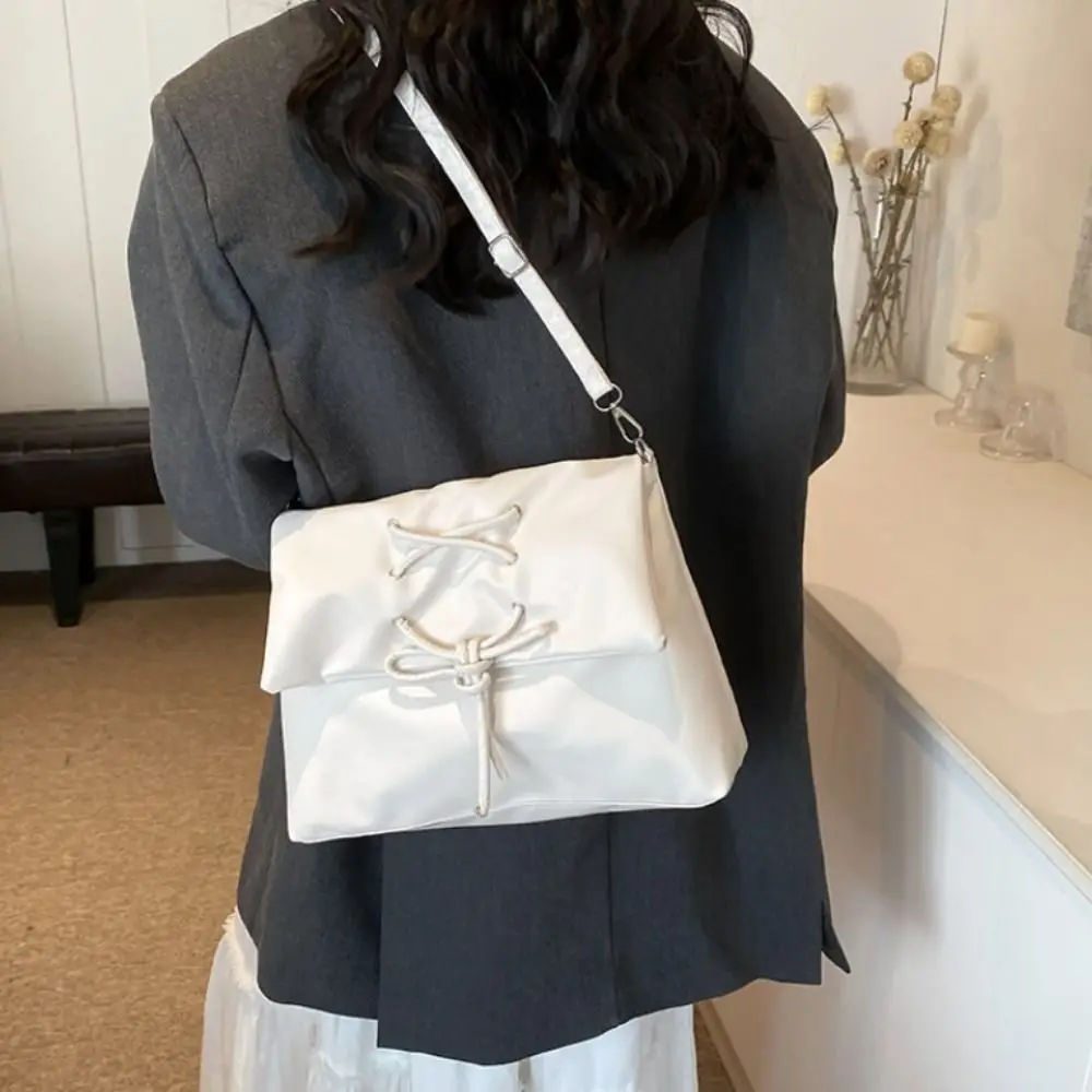 

Elegant Sweet Bandage Bowknot Bag Korean Style Soft Leather Bow Messenger bag Tote Bag Commuting Bow Shoulder Bag Women