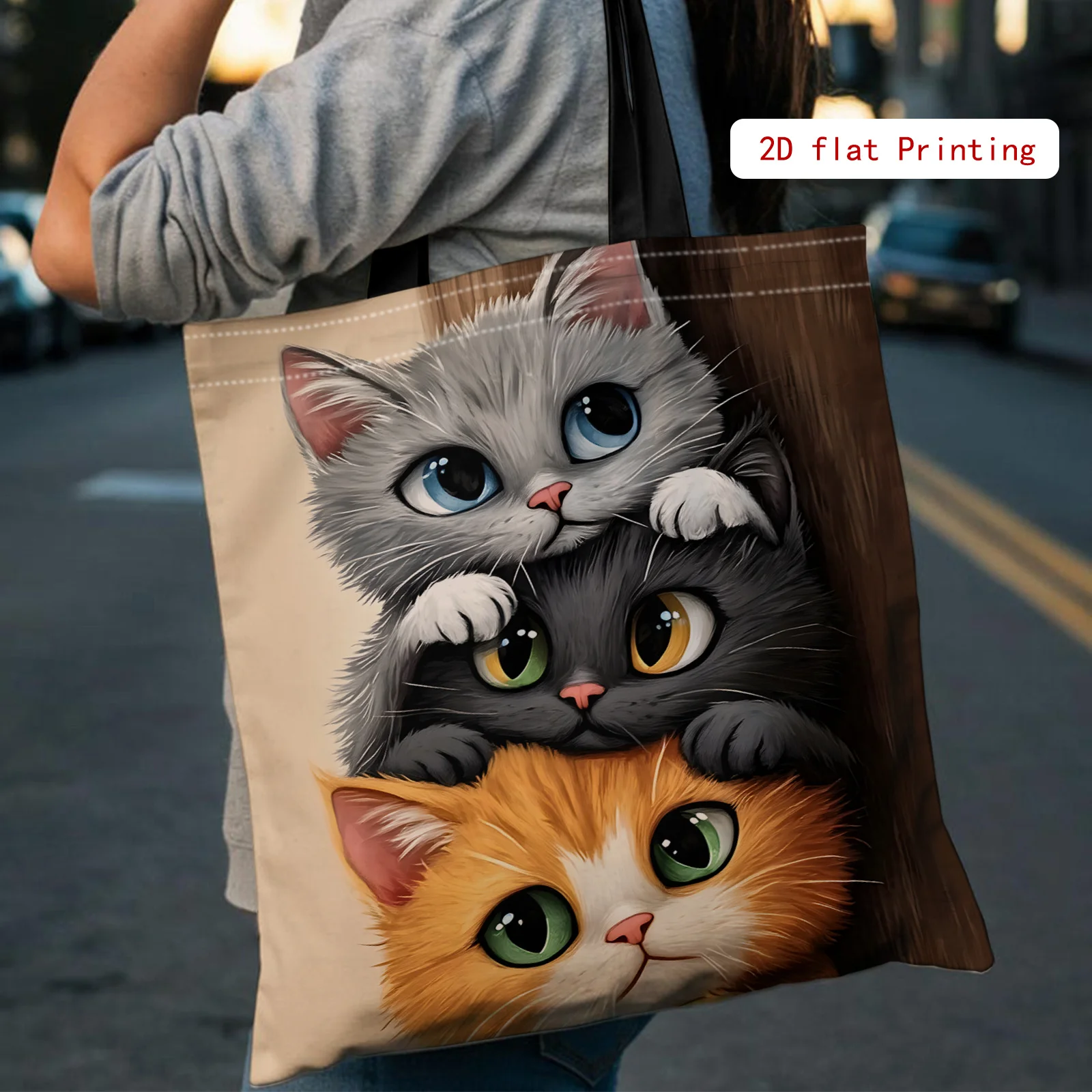 A Cute Animal Print Tote Bag Spacious Shoulder Bag Stylish Women'S Tote That Combines Practicality And Aesthetics Shopping Pouch