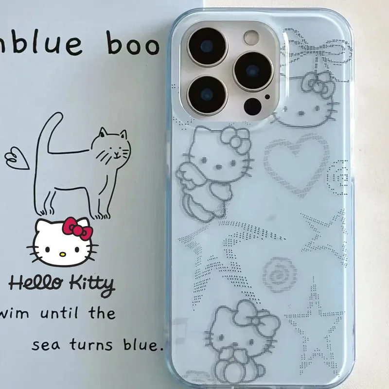 

Чехол для телефона Sanrio Hello Kitty со стразами-роскошный 3d сверкающий защитный чехол-бампер для Iphone 16/15/14/13, подарок для девочек