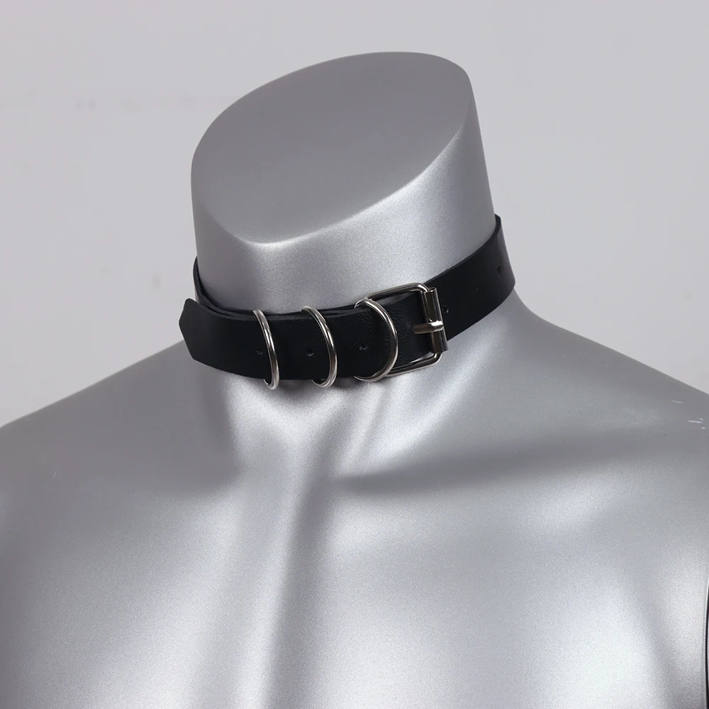 Black Slave Collar with A Big Ring Bondage Restraints Man Pu Leather Collar O ring Choker Necklace Bdsm Harness Necklace