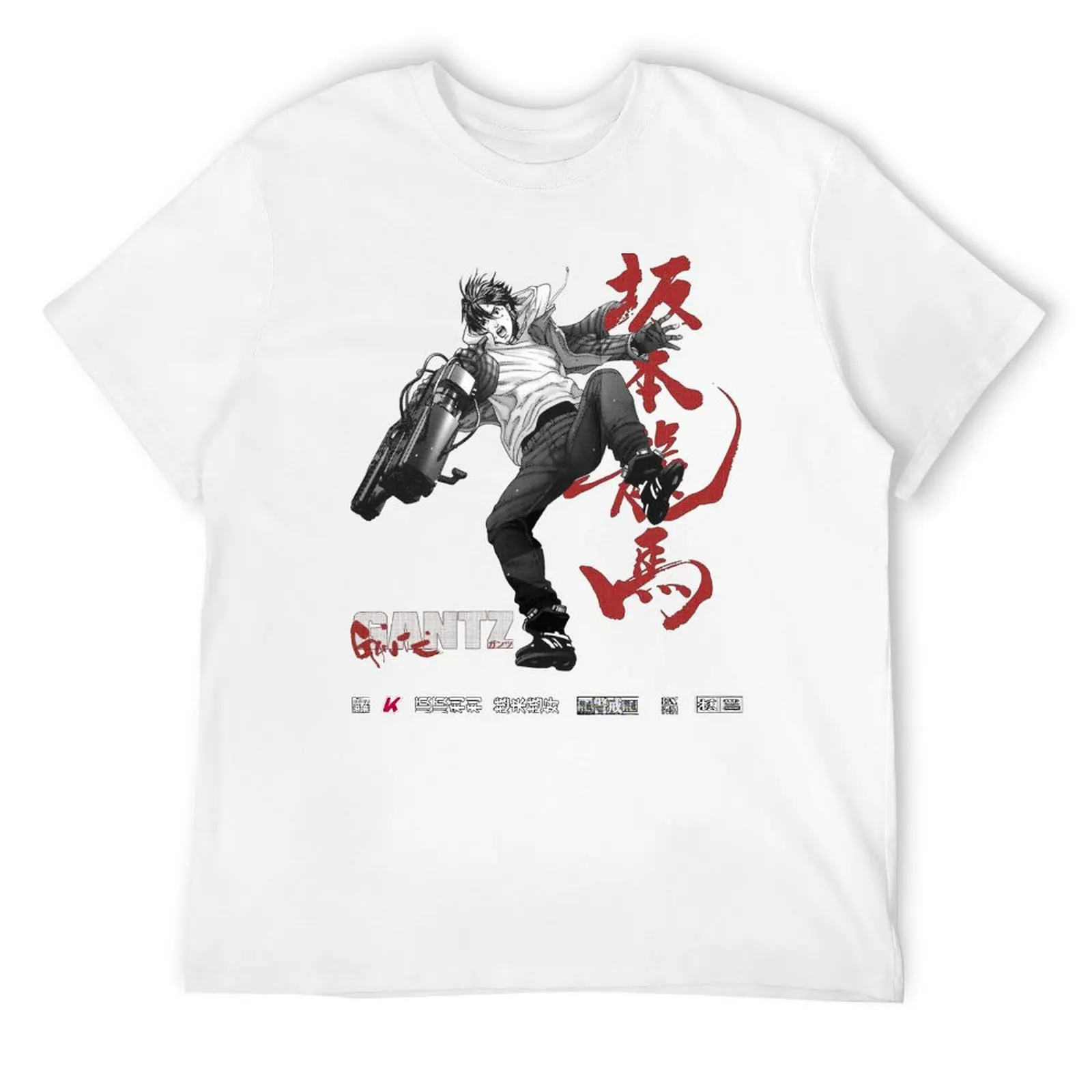 GANTZ, ガンツ , ANIME RED, BLACK AND WHITE T-Shirt Tees Anime Tshirt Blouse Graphic Sleeve Big and Tall T Shirts for Men Hot Sale