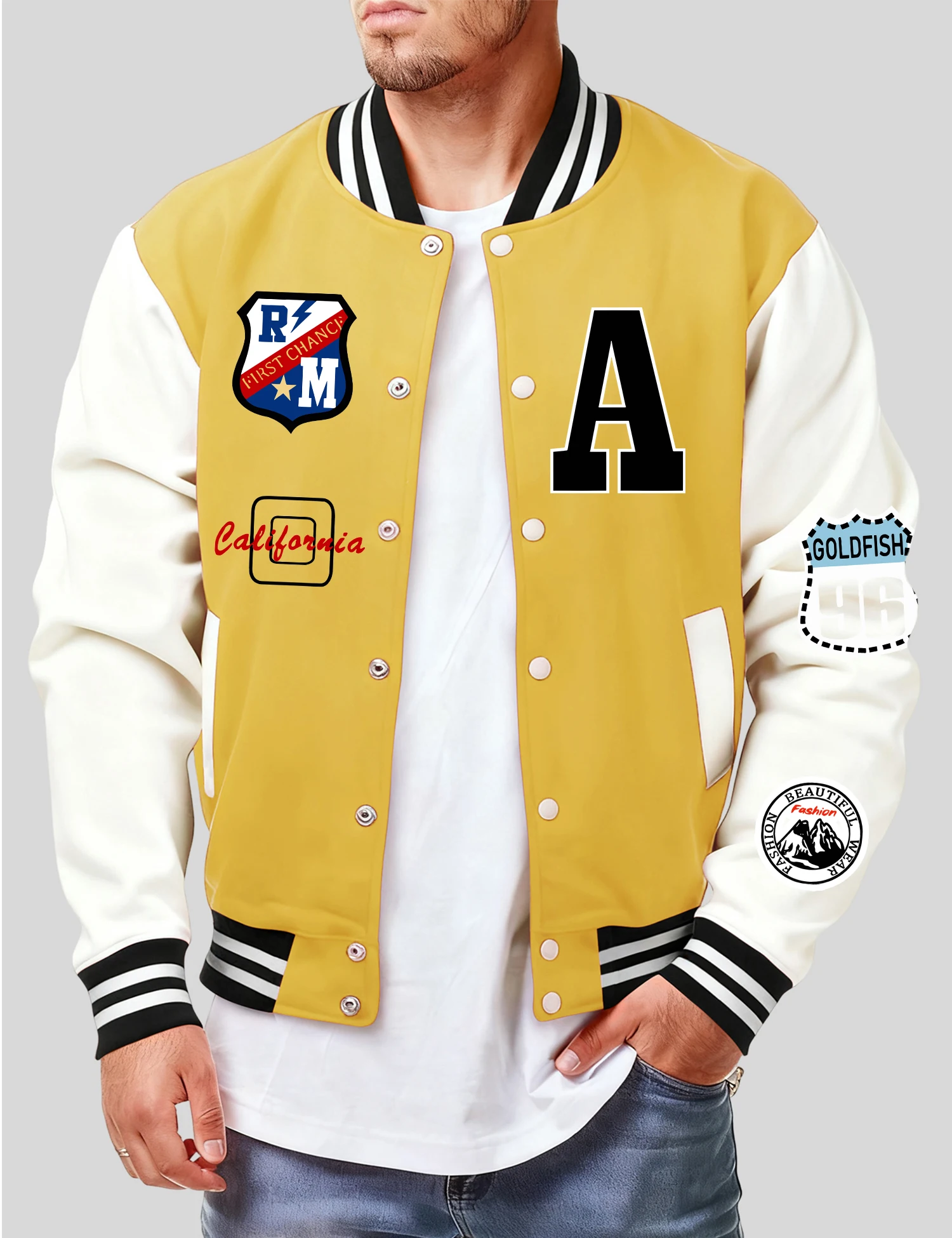 Roma First Change Print Male Jacket All-Match Fleece Baseball Jersey Vintage Casual Clothes Autumn Warm Loose Mens Coat