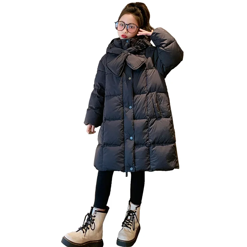 Girls' Down Jacket Winter Big Kids' New Style Korean Edition Medium Long Thickened Children's White Duck Down Coat