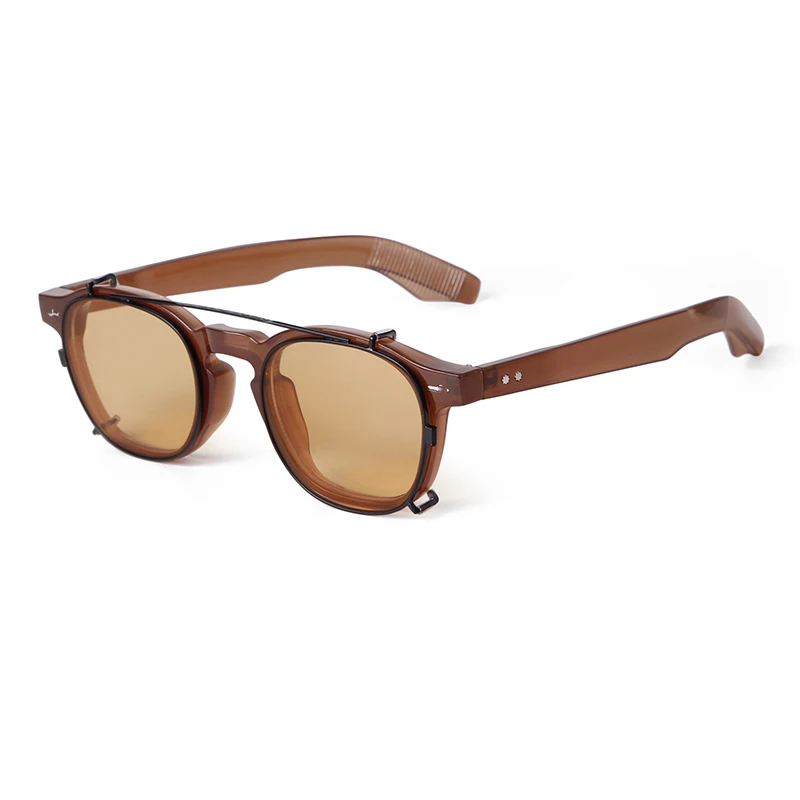 Vintage Niet Steampunk Clip auf Sonnenbrille Frauen Männer Klassische Quadratische Abnehmbare Flip Polarisierte Linse Sonnenbrille Gafas De Sol UV400 – Detail 21