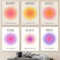 Mind Body Soul Print Positive Aura Energy Poster Trendy Gradient Spiritual Wall Art Canvas Painting for Living Room Home Decor