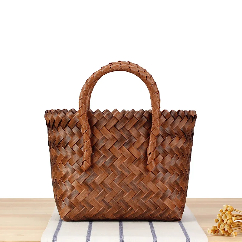 

Summer new literary retro imitation bamboo handle handbag bag women's imitation rattan niche fashion straw bag