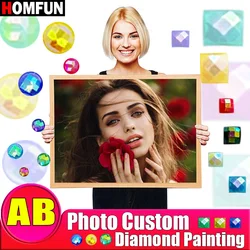 HOMFUN AB 5D DIY PHOTO CUSTOM Diamond Painting Picture of Rhinestones Diamond Embroidery 3D Cross Stitch Home Wedding Decoration