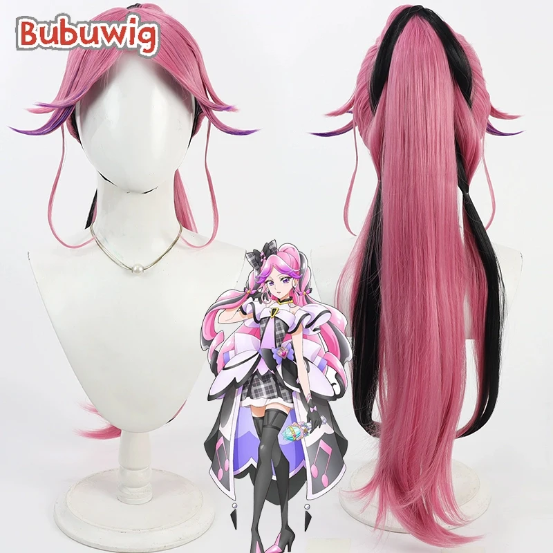 

Bubuwig Синтетические волосы Meroron Парики для косплея Futari wa Pretty Cure Cure Kiss Meroron 90 см Ярко-розовый смешанный черный парик Термостойкий