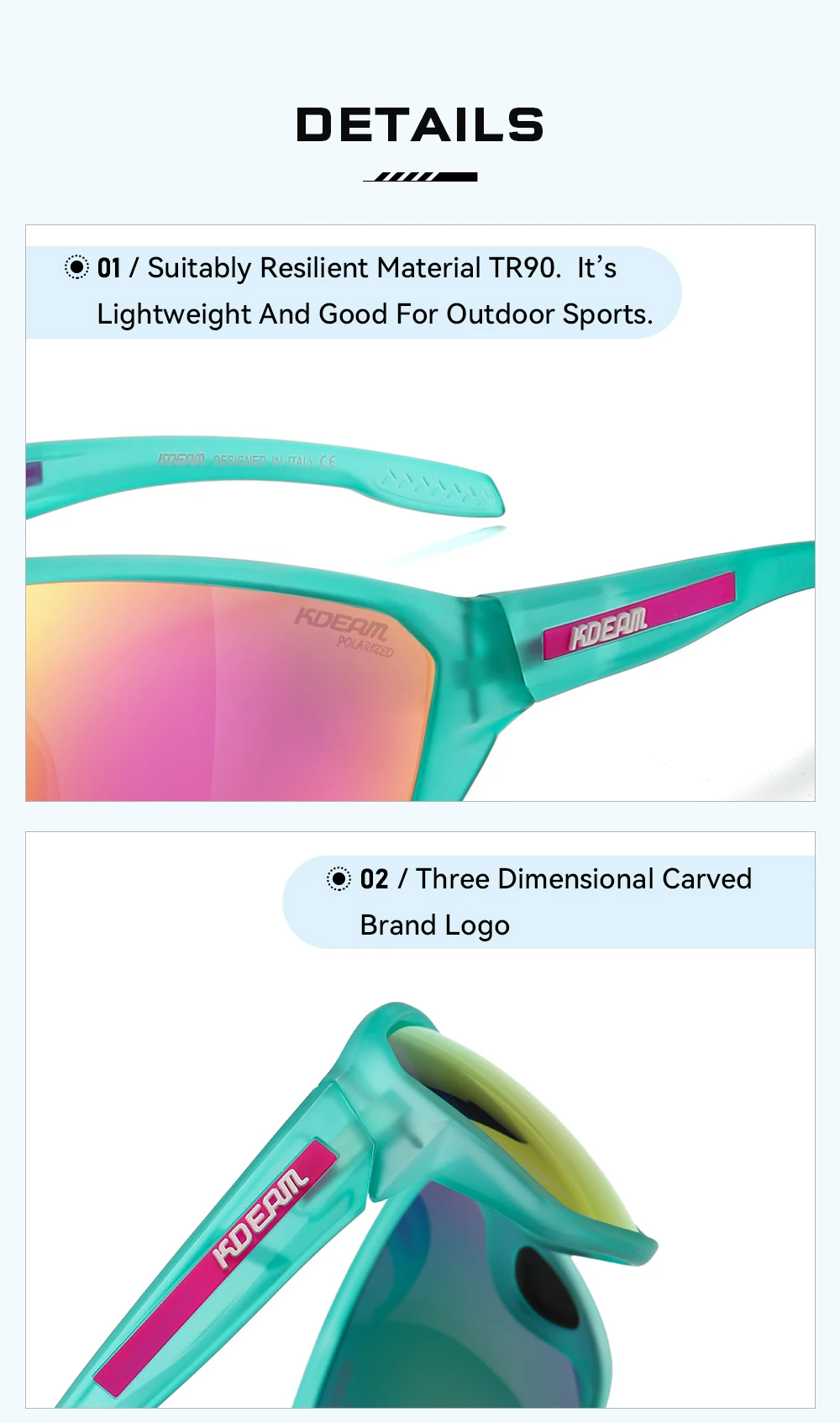 KDEAM Ganz schwarze Angelsonnenbrille, polarisierte Performance-Sport-Sonnenbrille für Herren, TR90 mit Totenkopf-Etui, Kategorie 3 – Detail 9