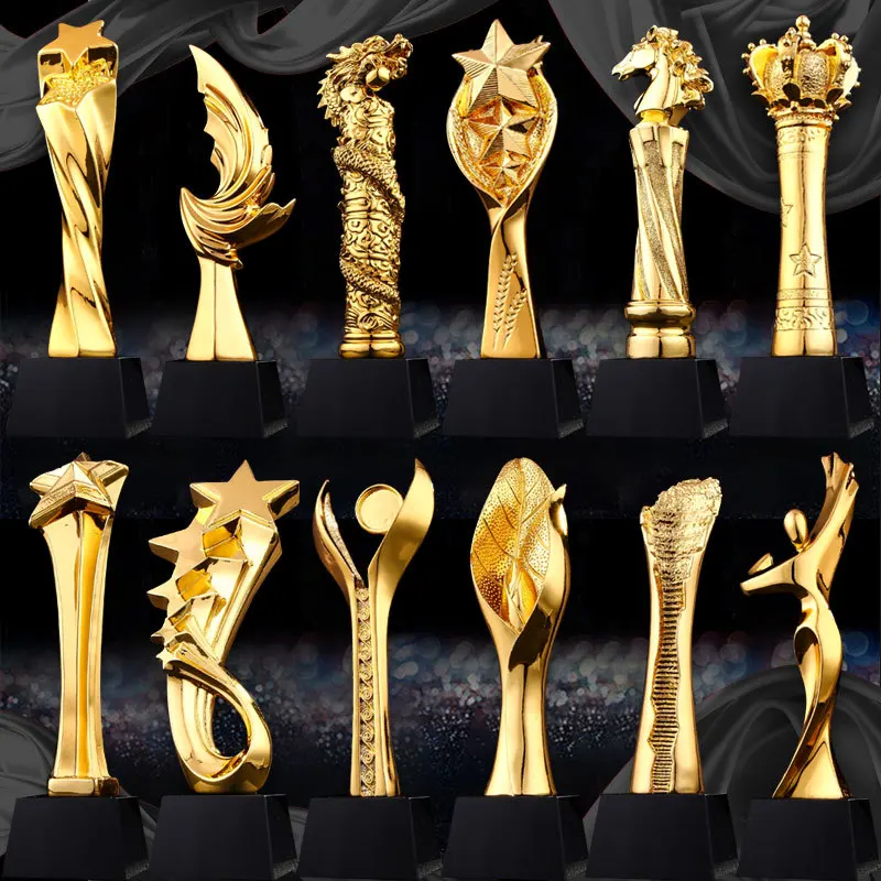 Little Golden Man Crystal trophy  metal trophy can be set five-pointed star free lettering resin decoration trophy MEDALS