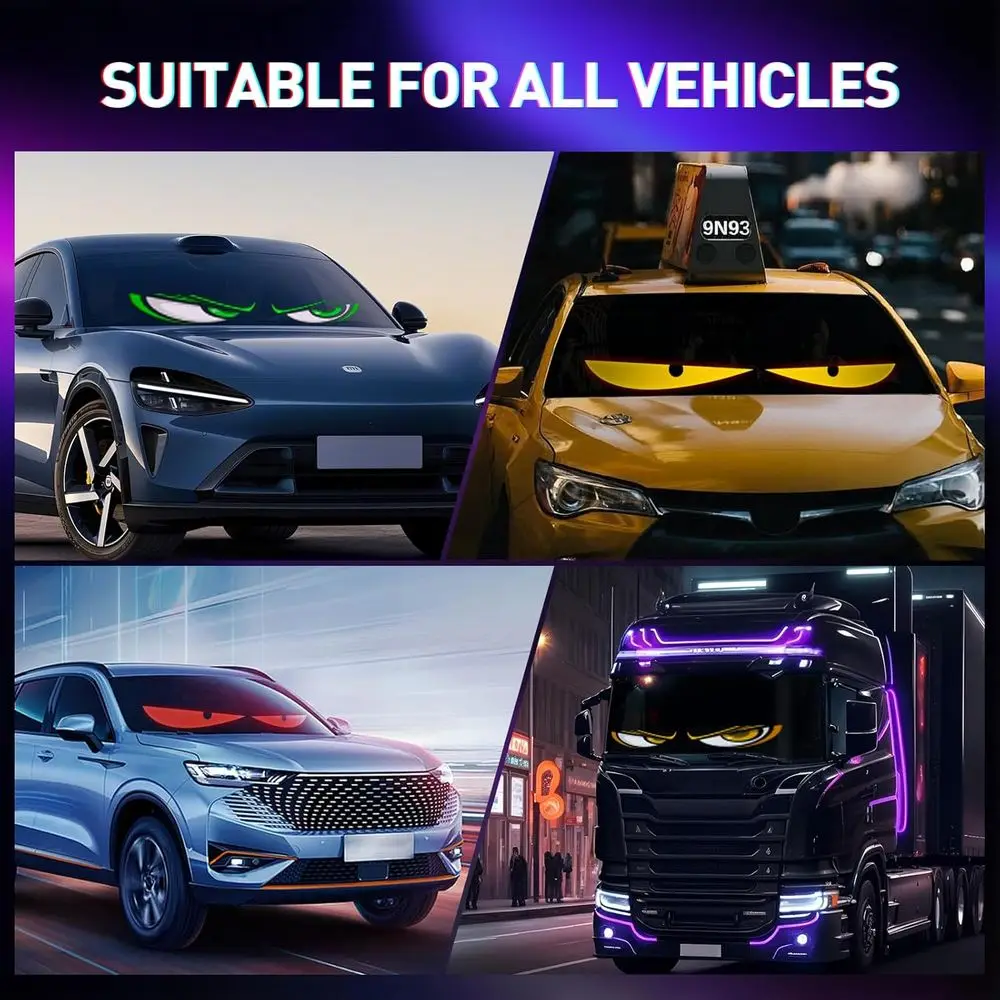 Coppia di luci per parabrezza per camion per auto da 23,6 x 4,73 LED con controllo tramite app, sincronizzazione, testo/immagine personalizzato, flessibili per eventi e decorazioni