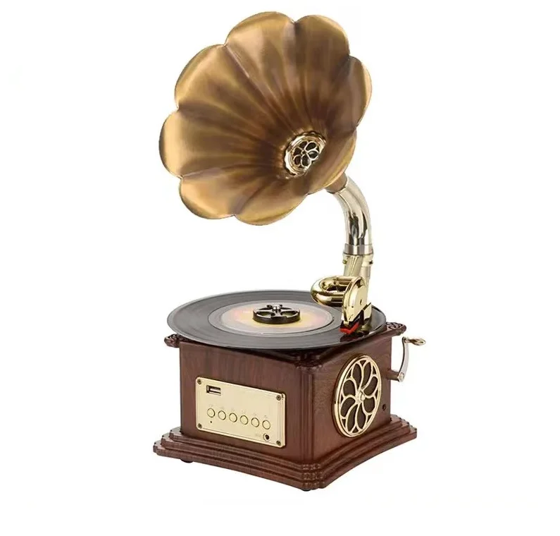 Classic Bluetooth Vinyl Record Player With USB/AUX Mini Phonograph Turntable Retro Design